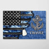 Poster Personalized Horizontal Poster - Half Camouflage Flag - US Navy - Anchor