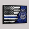 Poster 18x12 Personalized Horizontal Poster - Half Thin Blue Line Flag - Police Badge