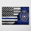 Poster Personalized Horizontal Poster - Half Thin Blue Line Flag - Police Badge