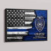 Poster 18x12 Personalized Horizontal Poster - Half Thin Blue Line - Police Badge - Name - Department