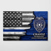 Poster Personalized Horizontal Poster - Half Thin Blue Line - Police Badge - Name - Department