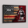 Poster 18x12 Personalized Horizontal Poster - Half Thin Red Line Bunker Gear - Unit Number