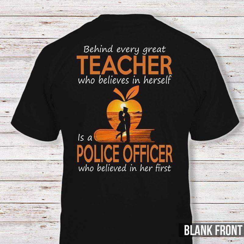 Behind Every Great Teacher Is A Police Officer Sunset Shirt