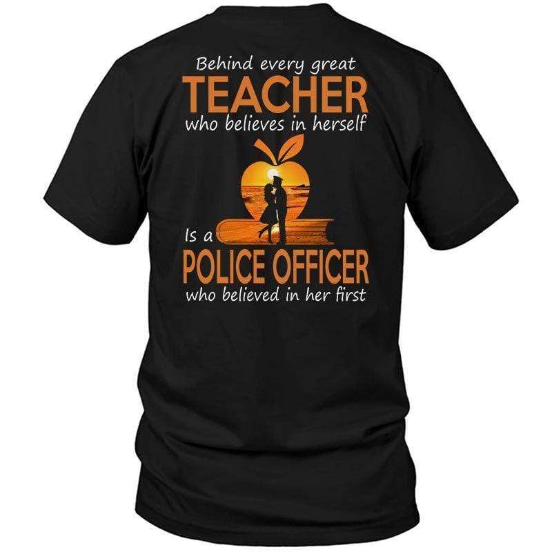 Behind Every Great Teacher Is A Police Officer Sunset Shirt