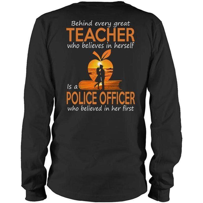 Behind Every Great Teacher Is A Police Officer Sunset Shirt