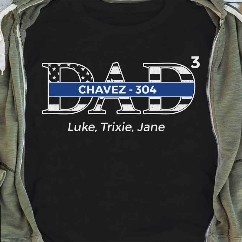 Dad Cut Through Number Of Kids Personalized Police Shirt