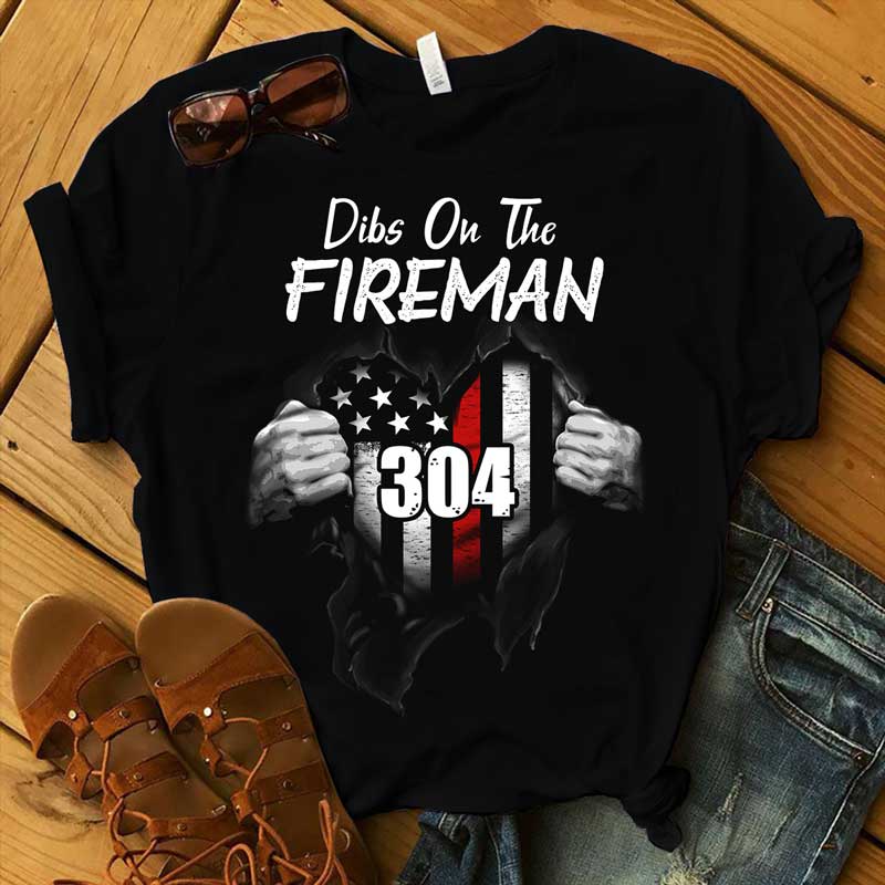 Dibs On The Fireman Tearing Heart Shape Personalized Shirt