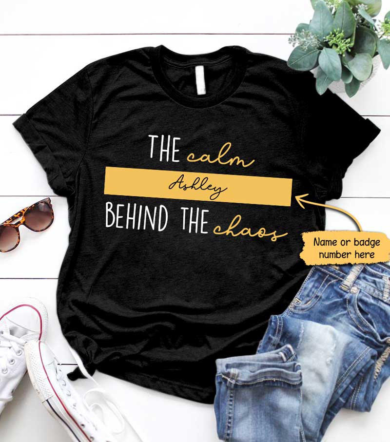 The Calm Behind The Chaos Thin Gold Line Personalized Dispatcher Shirt