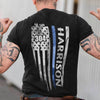 T-shirts Distressed Thin Blue Line Flag Personalized Police Shirt (Blank Front)