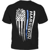 T-shirts Youth Tee / XS / Black Distressed Thin Blue Line Flag Personalized Police Shirt (Blank Front)