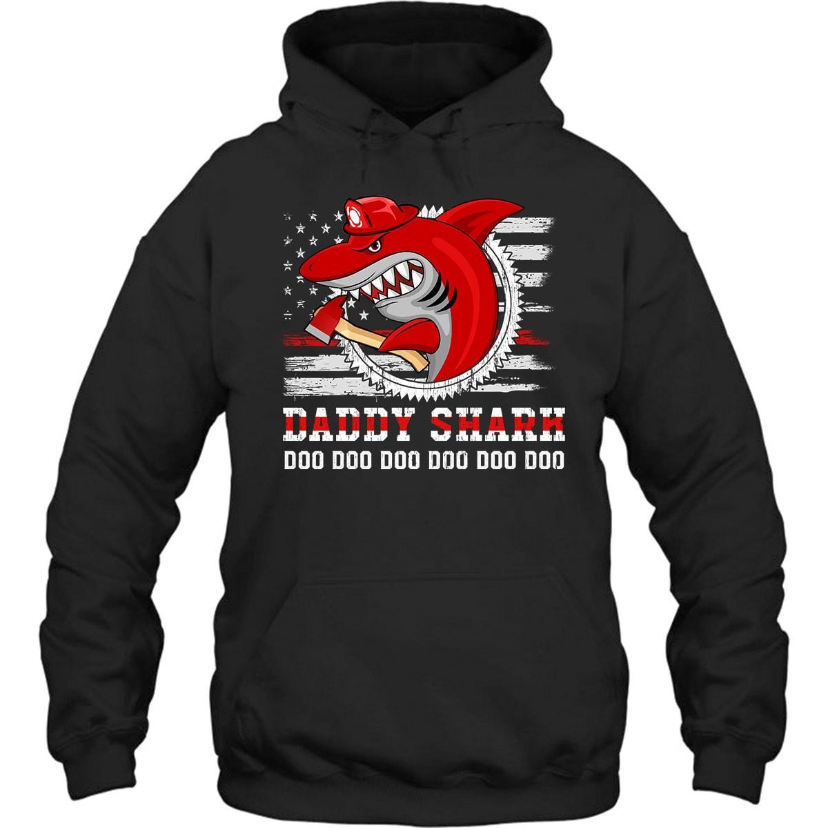 T-shirts Basic Unisex Tee / XS / Black Firefighter Daddy Shark