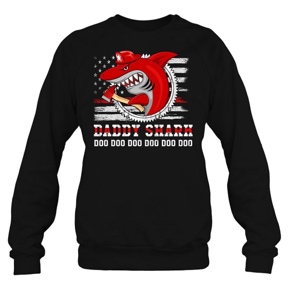 T-shirts Basic Unisex Tee / XS / Black Firefighter Daddy Shark