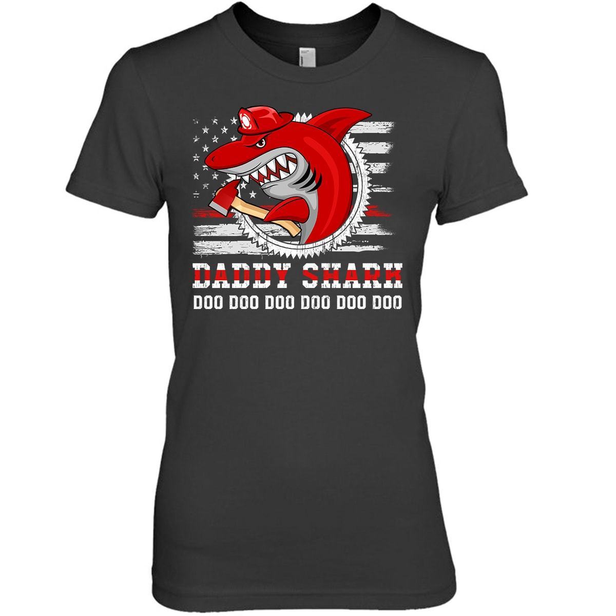 T-shirts Basic Women‹¨«‹¨«‹¨«s Tee / XS / Black Firefighter Daddy Shark