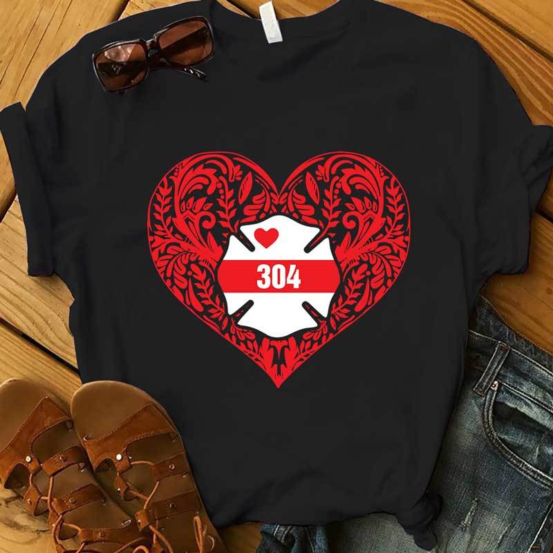 Firefighter Emblem Pattern Heart Personalized Shirt