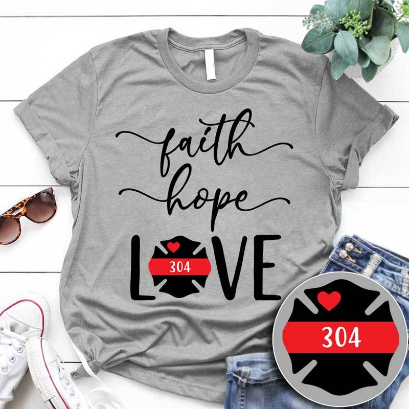 Firefighter Faith Hope Love Personalized Shirt
