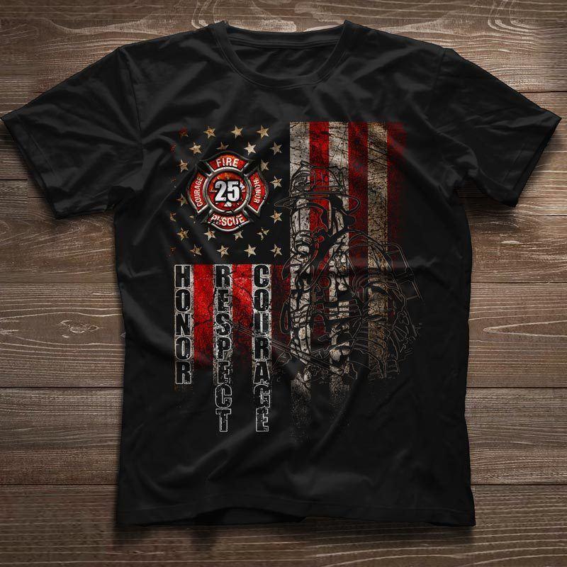 T-shirts Classic Tee / S / Black Firefighter Flag Pride Personalized Shirt