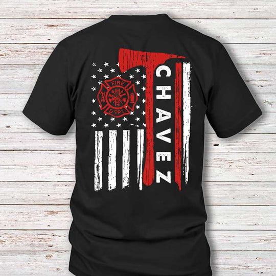 Firefighter Name Axe Flag Personalized Shirt