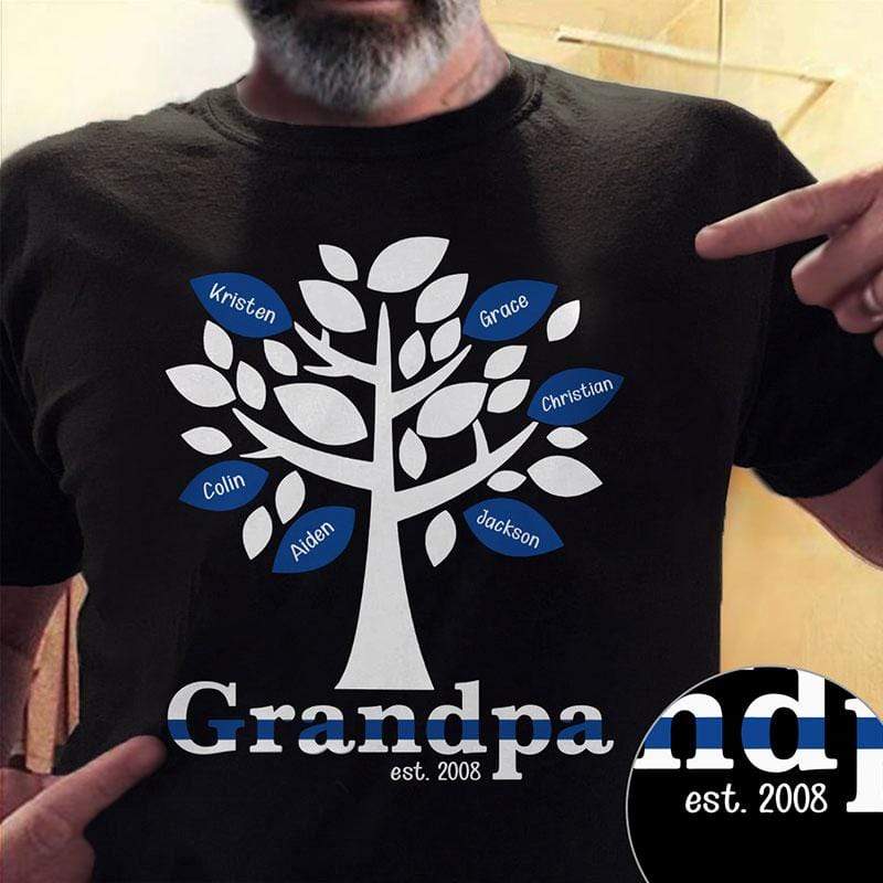 Grandpa Family Tree Police Thin Blue Line Personalized Police Shirt