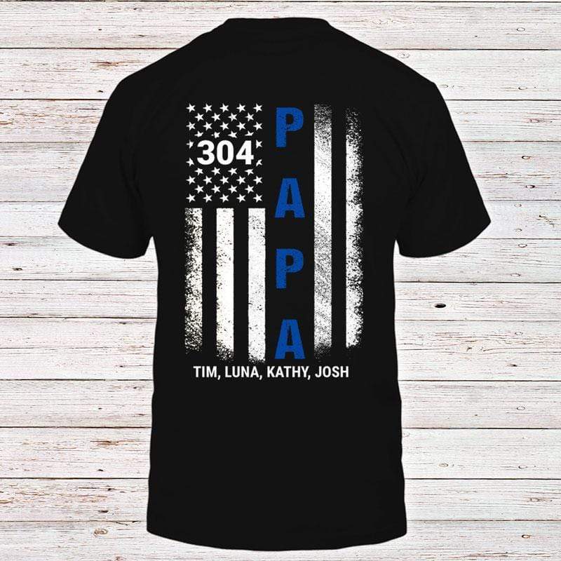 Grandpa Thin Blue Line Flag Personalized Police Shirt