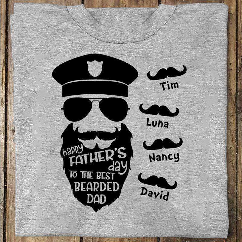 Happy Father‘s Day To Best Bearded Police Dad Thin Blue Line Personalized Police Shirt