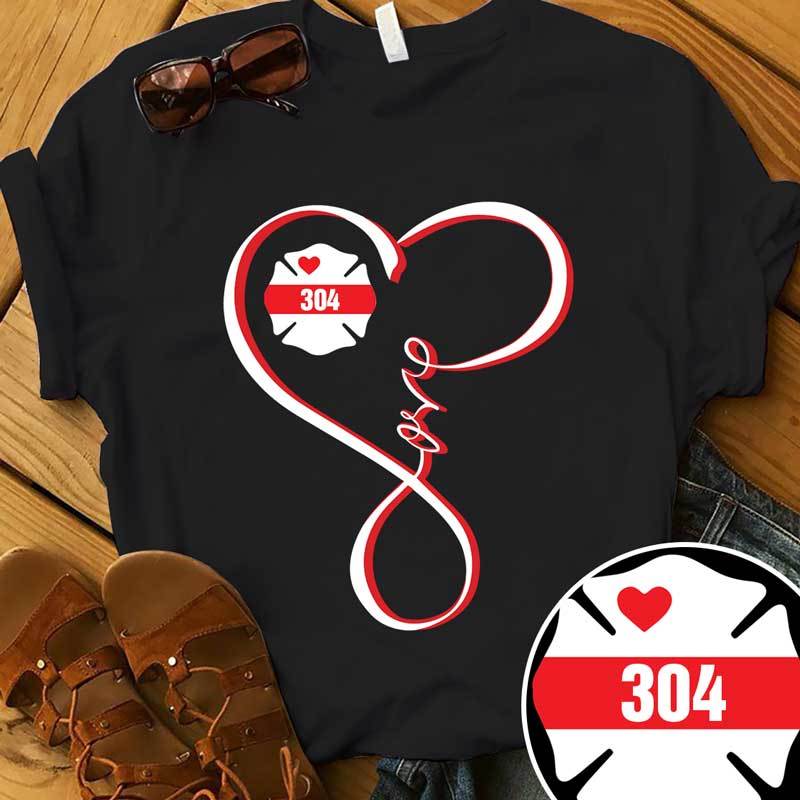 Infinity Love Firefighter Emblem Personalized Shirt