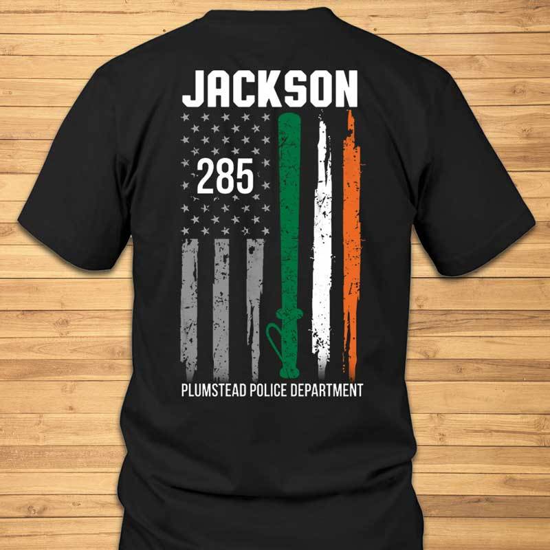 Irish Police Flag Name And Department Thin Blue Line Personalized Police Shirt