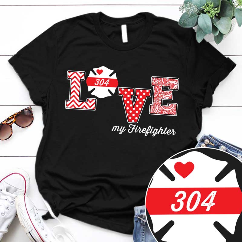 Love My Hero Firefighter Beautiful Patterns Personalized Shirt