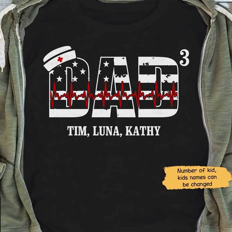 Nurse Flag Dad Number Of Kids Personalized Shirt