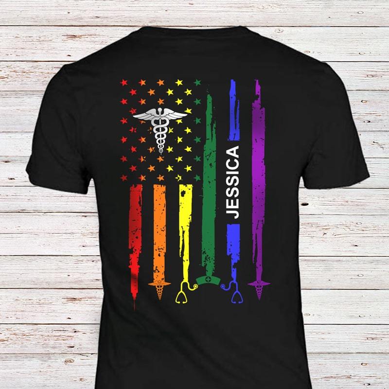 T-shirts Classic Tee / S / Black Nurse Flag Pride Personalized Shirt