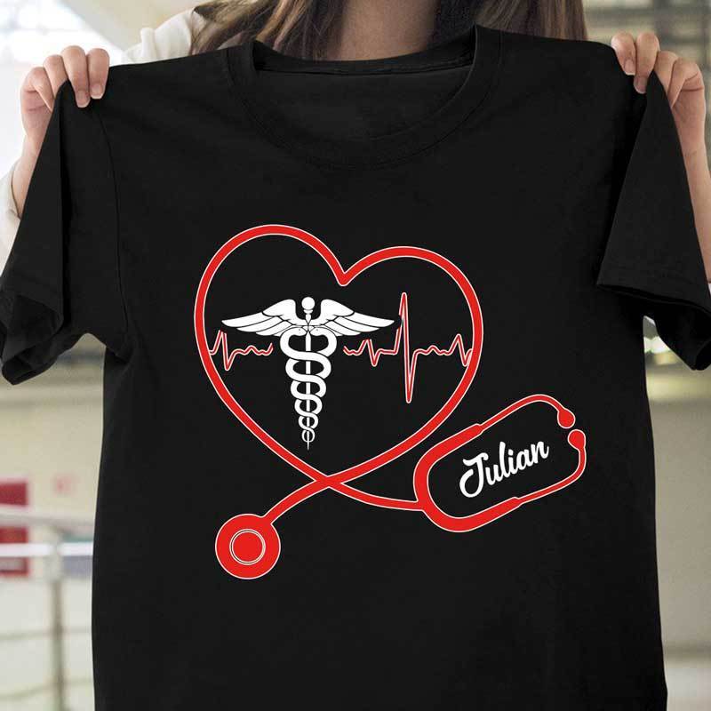 Nurse Heart Stethoscope Personalized Shirt