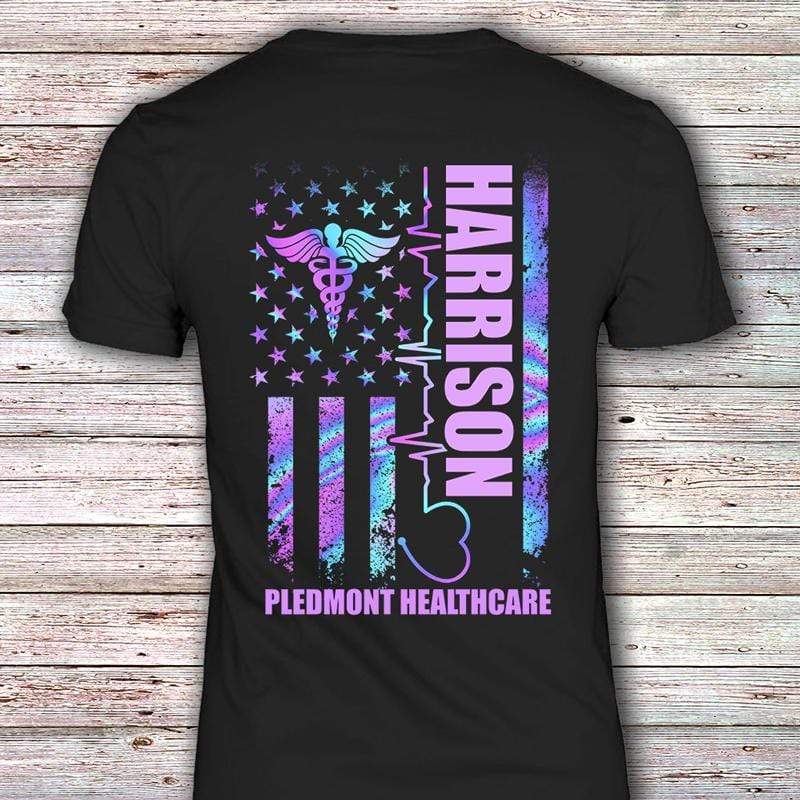 T-shirts Nurse Heartbeat Line Flag Colorful Personalized Shirt (Blank Front)