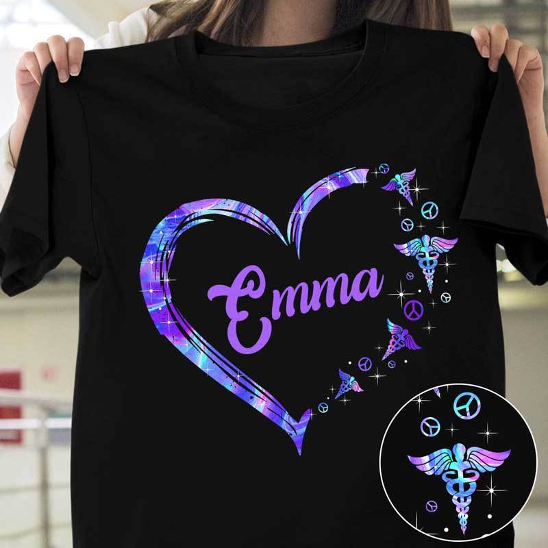 Nurse Hippie Tie Dye Heart Personalized Shirt