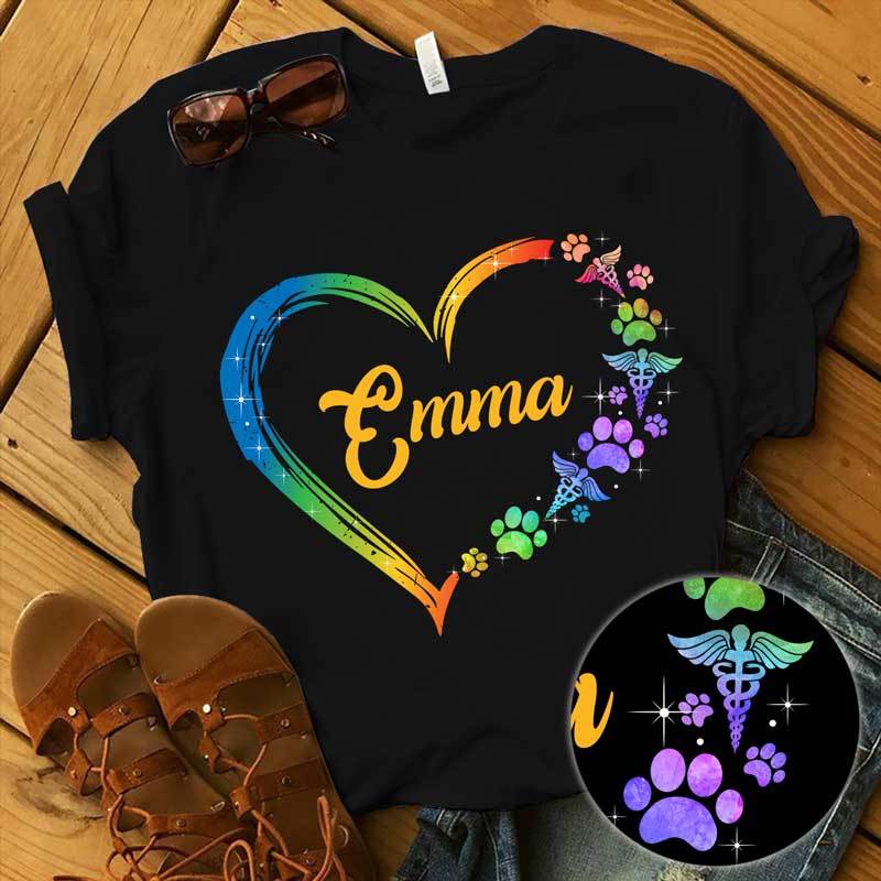 Nurse Loves Dog Cat Heart Personalized Shirt