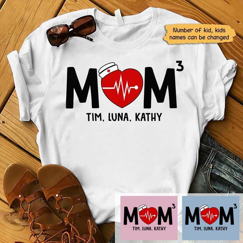 T-shirts Nurse Mom Number Of Kids Personalized Shirt