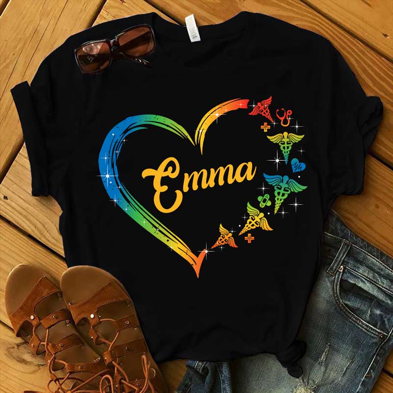 Nurse Name In Heart Personalized Shirt