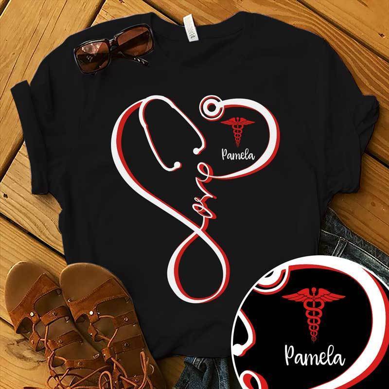 Nurse Stethoscope Infinity Love Personalized Shirt