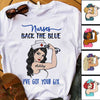 T-shirts Classic Tee / S / White Nurses Back The Blue Strong Girl Thin Blue Line Personalized Shirt