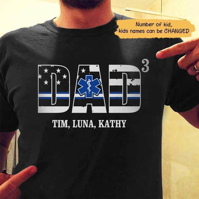 Paramedic EMT EMS Dad Number Of Kids Personalized Shirt
