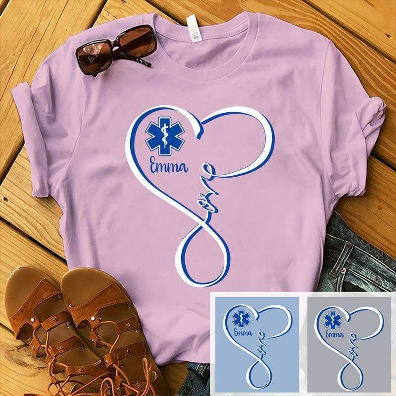 T-shirts Paramedic EMT EMS Infinity Love Personalized Shirt (Light Color)