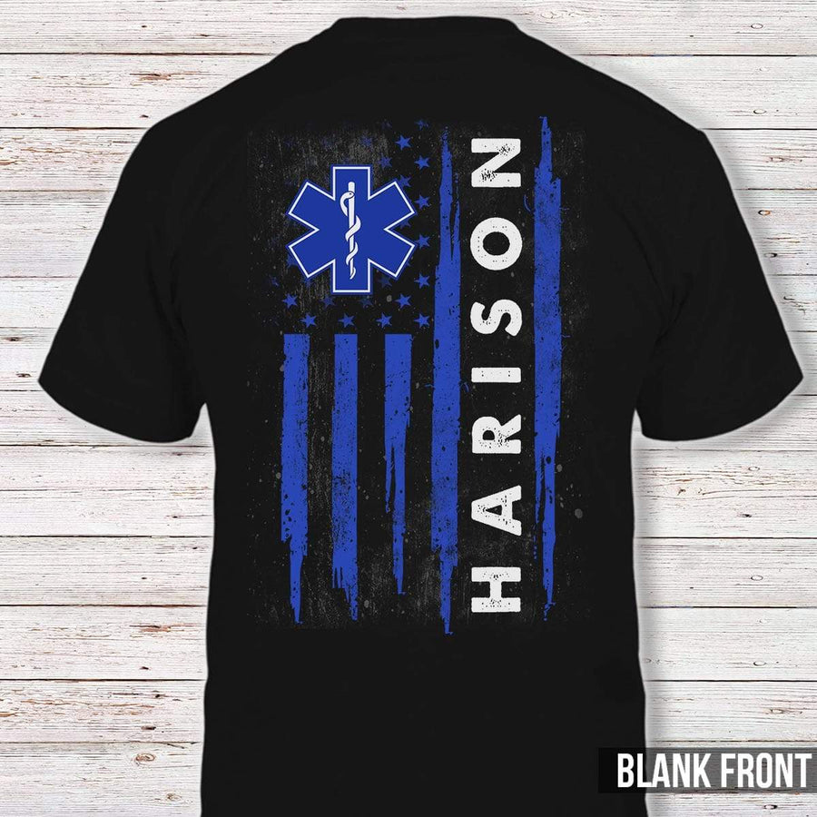 T-shirts Paramedic EMT EMS Name Flag Personalized Shirt