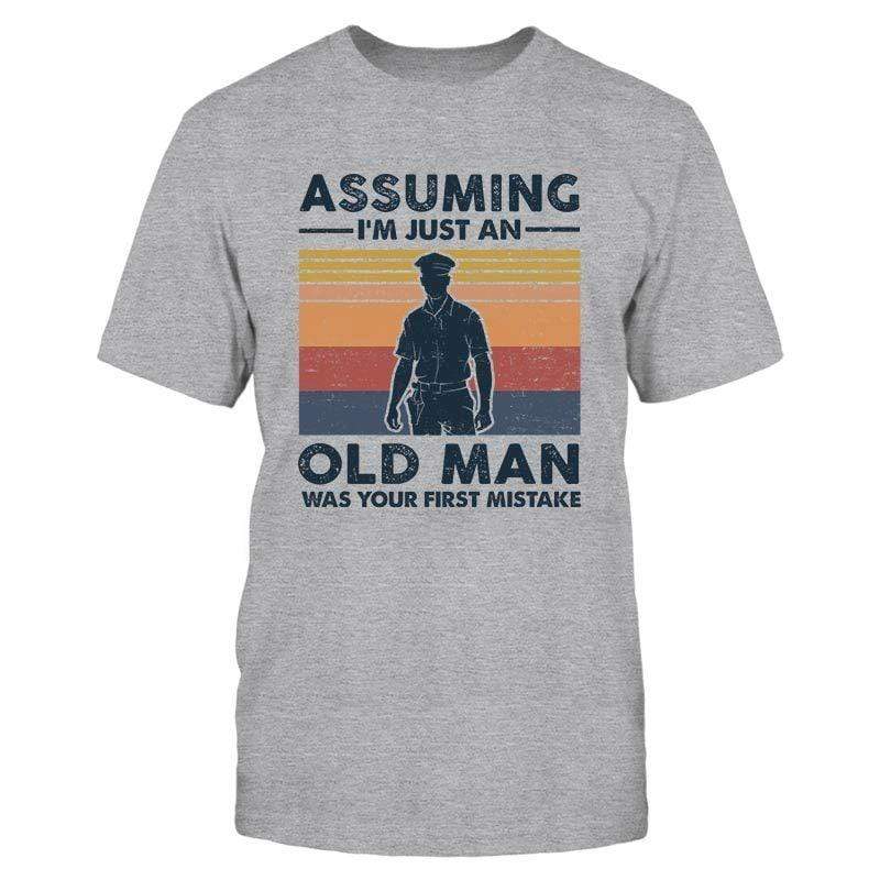 Police Assuming I‘m Just An Old Man Retro Thin Blue Line Shirt