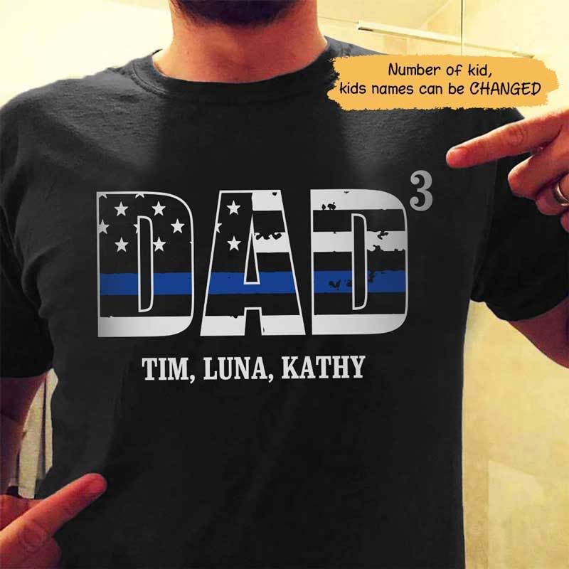 Police Dad Number Of Kids Thin Blue Line Personalized Police Shirt