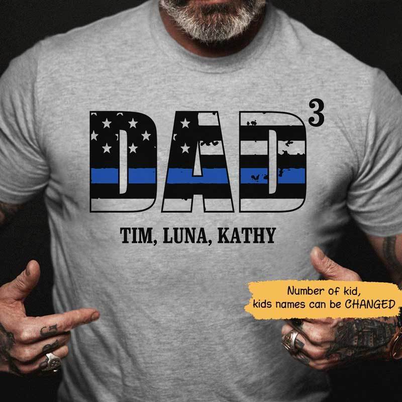 Number Of Kids Personalized Police Dad Shirt