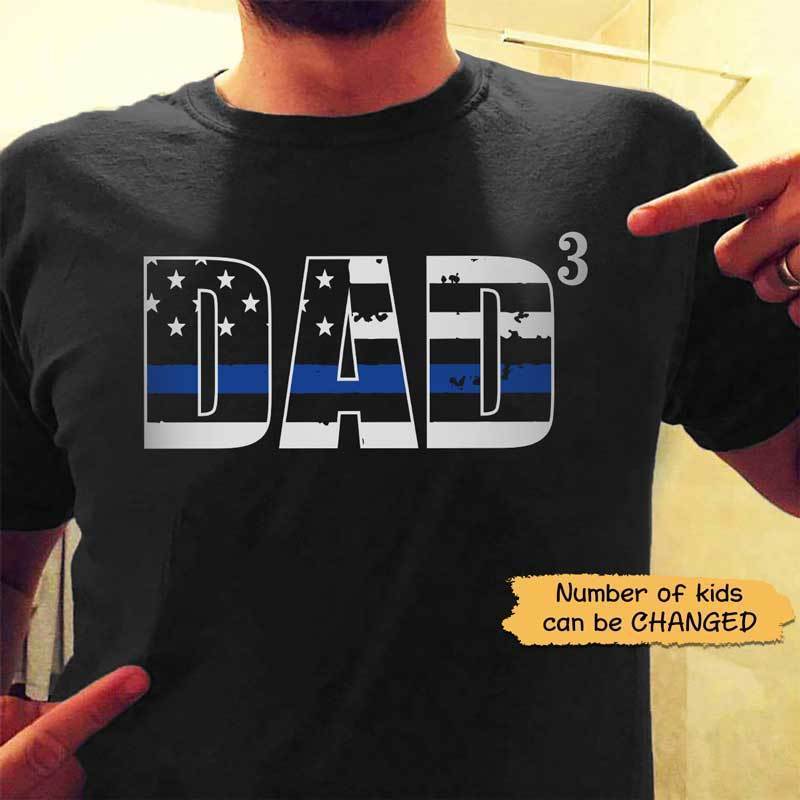 Police Dad With Number Of Kids Thin Blue Line Personalized Police Shirt