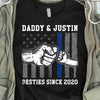 Police Daddy Besties Punch Hands Thin Blue Line Personalized Police Shirt