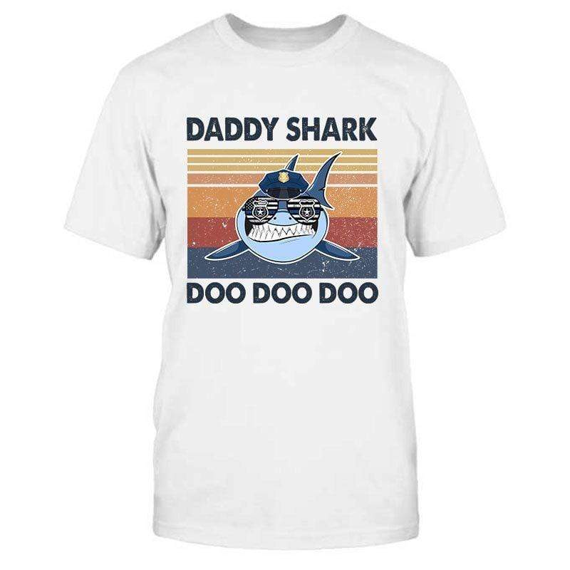Police Daddy Shark Retro Thin Blue Line Shirt