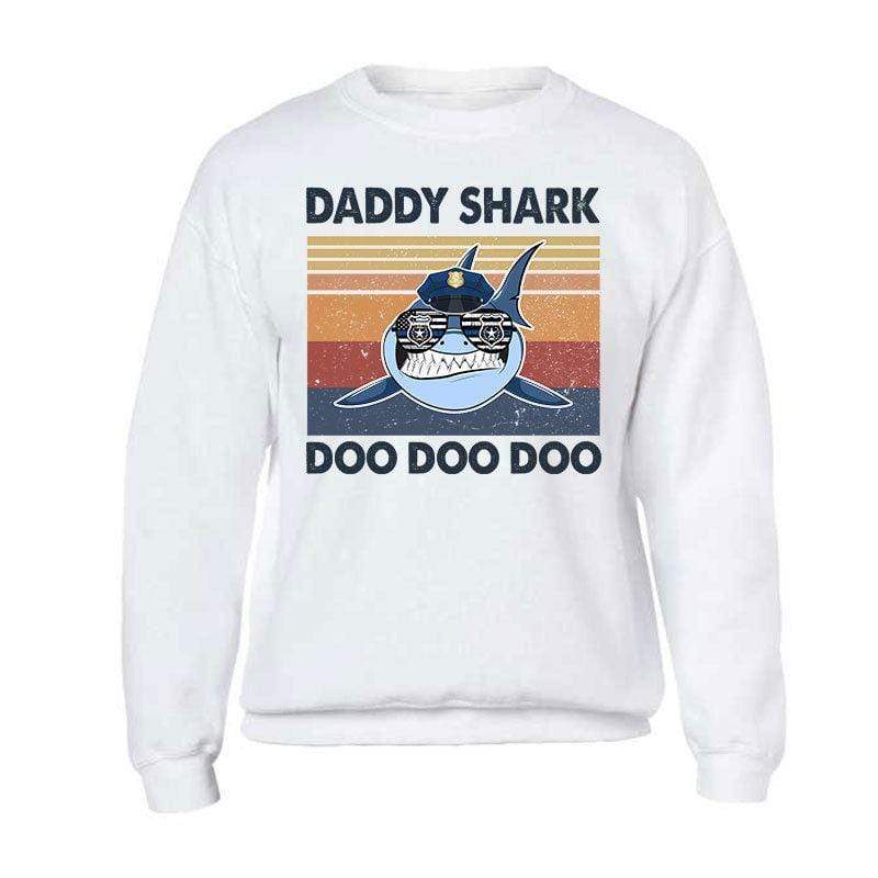 Police Daddy Shark Retro Thin Blue Line Shirt