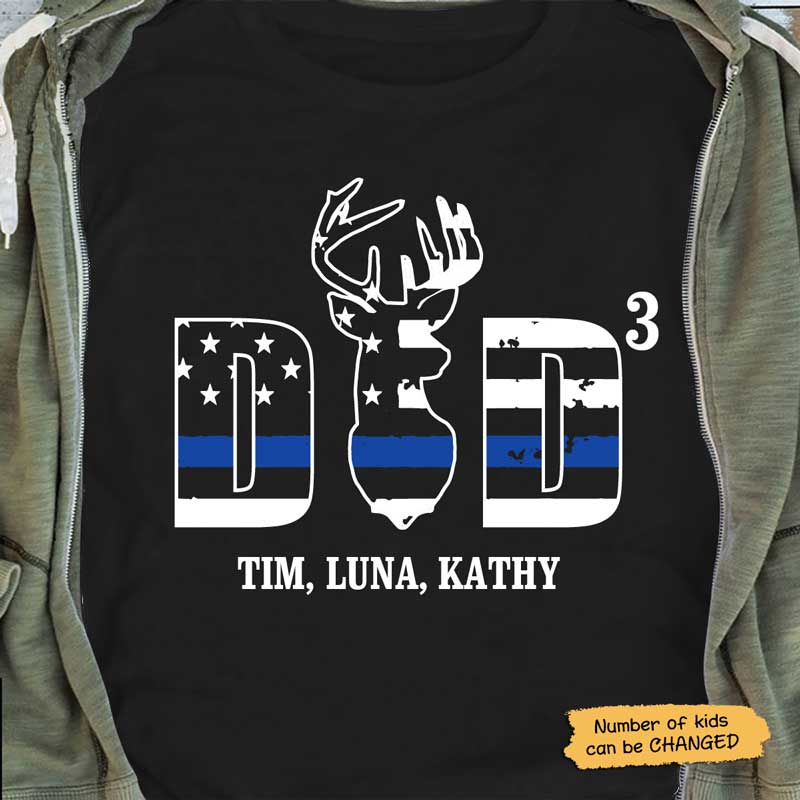 Police Hunting Dad Number Of Kids Thin Blue Line Personalized Police Shirt