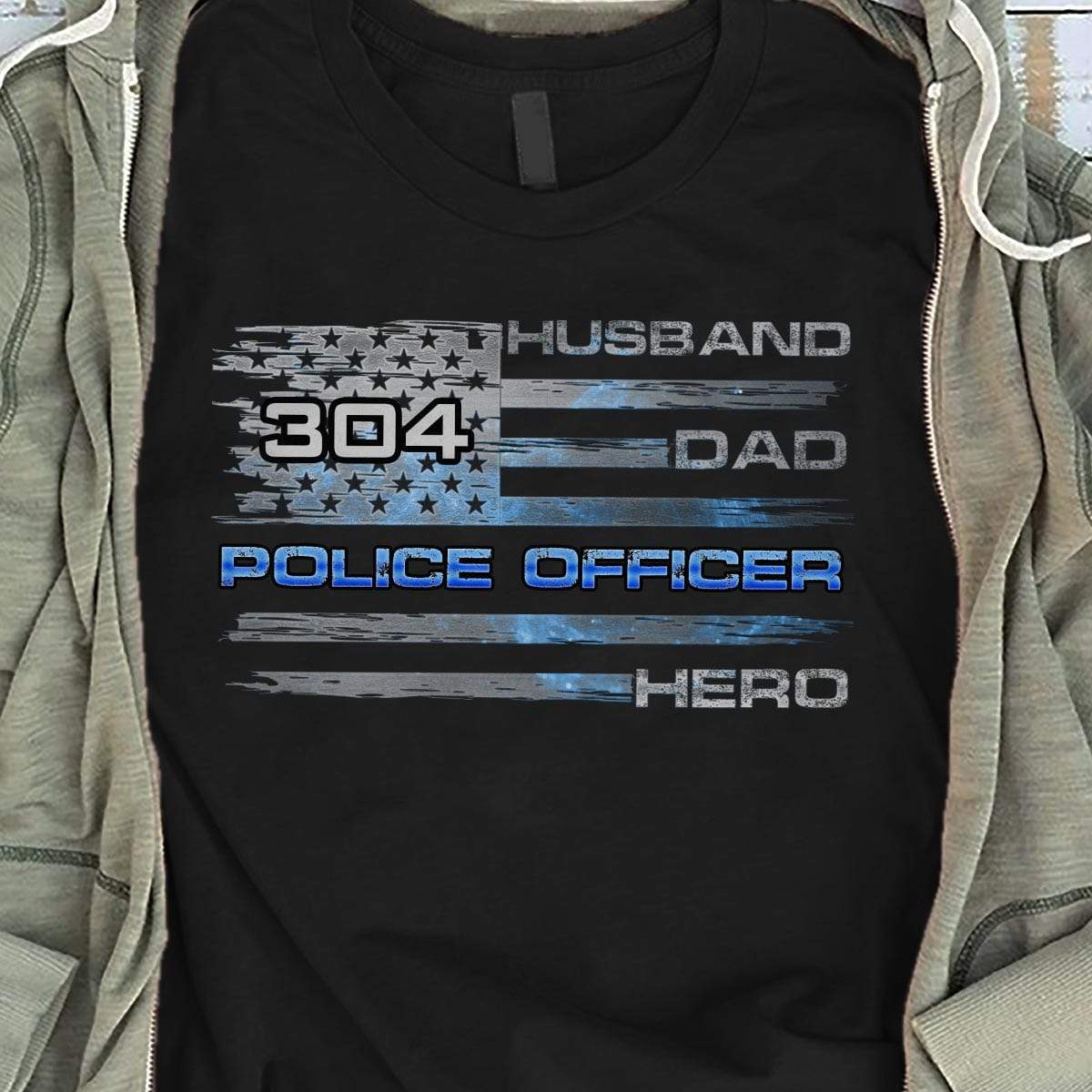 Police Husband Daddy Hero Flag Thin Blue Line Personalized Police Shirt