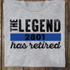 Police Officer The Legend Has Retired Heather Grey Thin Blue Line Personalized Police Shirt